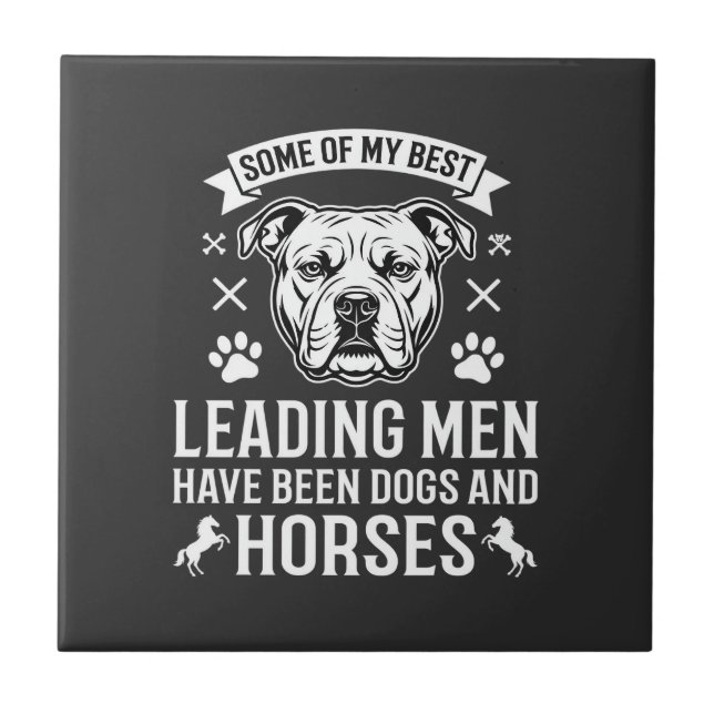 Azulejo Perros y caballos liderando hombres (Frente)