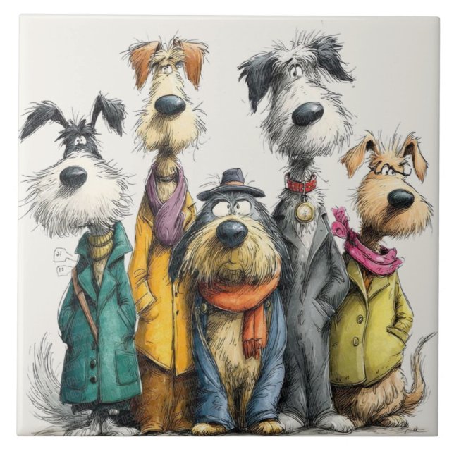 Azulejo Personajes de perros lindos (Frente)
