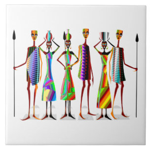 Azulejo personajes tribales africanos