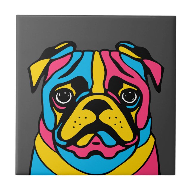 Azulejo personalizable 3 tono pug (Frente)