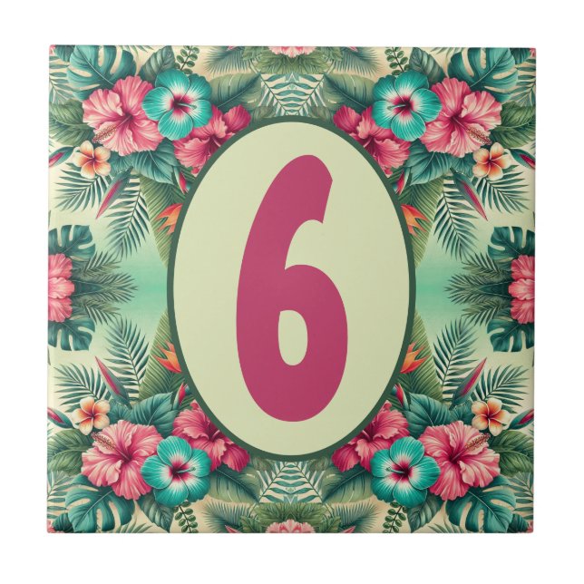 Azulejo Personalizable Brillante Tropical (Frente)