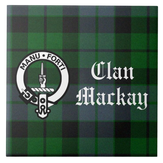 Azulejo Personalizable Clan Mackay Escudo Badge & Tartan (Frente)