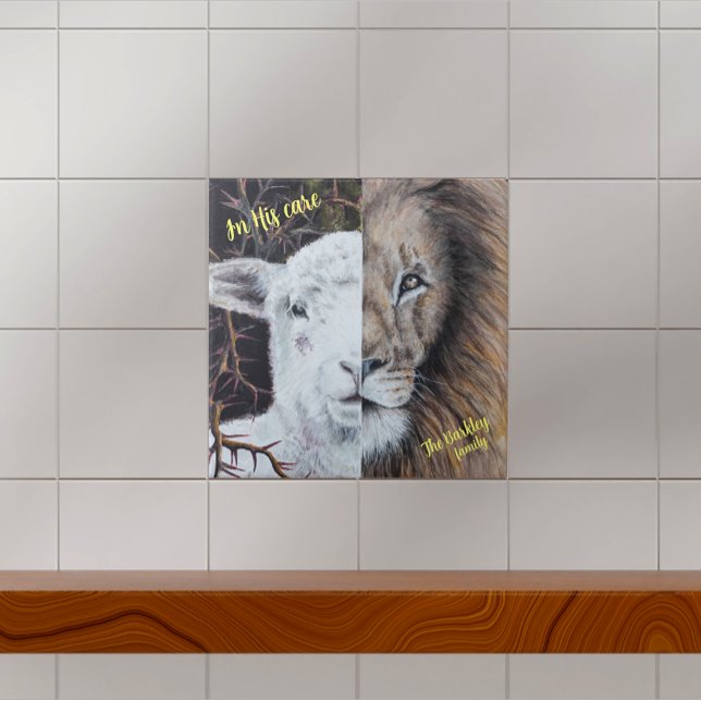 Azulejo Personalizable de león y cordero acuático (Subido por el creador)