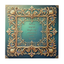 Azulejo Personalizable de marco filigrí cuadrado de la bib