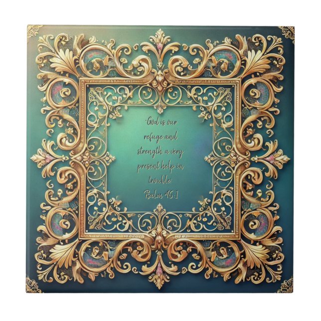 Azulejo Personalizable de marco filigrí cuadrado de la bib (Frente)