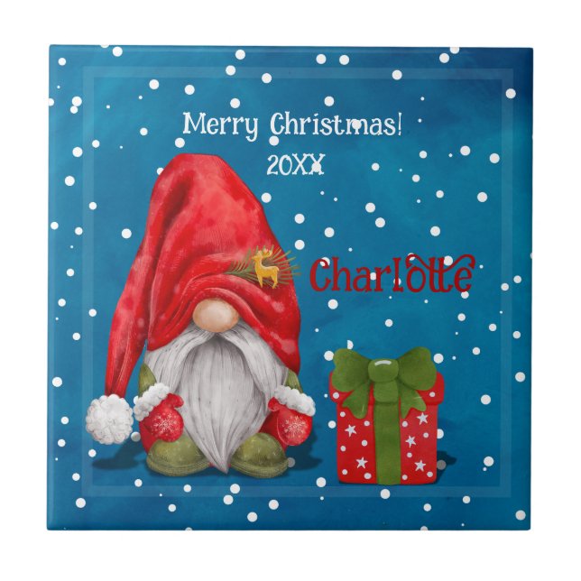 Azulejo Personalizable lindo padre Navidad (Frente)