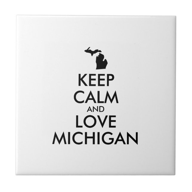 Azulejo Personalizable MANTENER CALMA Y AMAR A MICHIGAN (Frente)