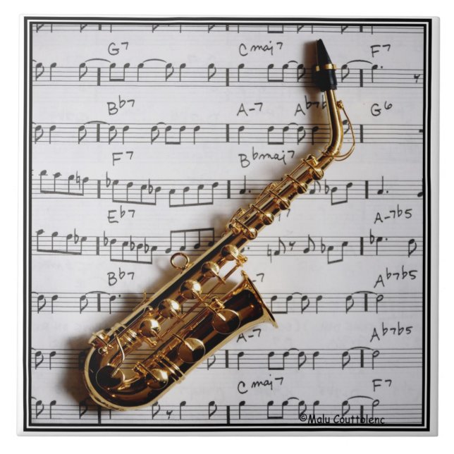 Azulejo Personalizable musical saxofón (Frente)