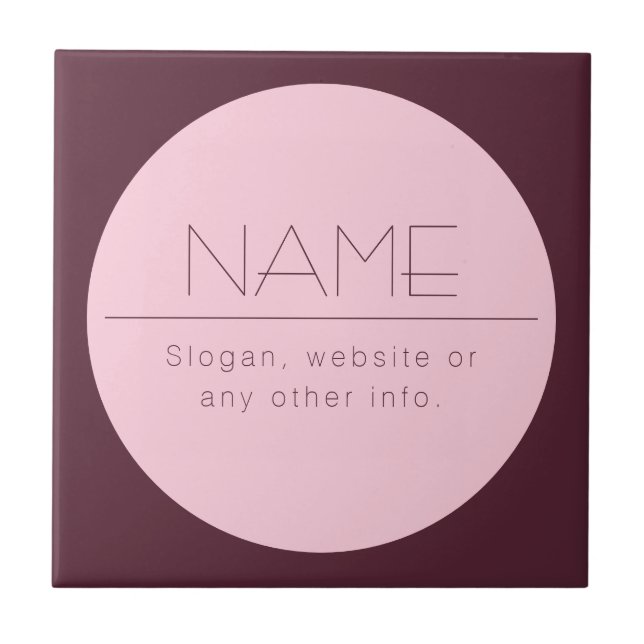 Azulejo Personalizable Texto moderno con borde (Frente)