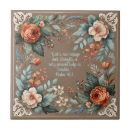 Azulejo Personalizable Verse de la Biblia Floral de Mocha