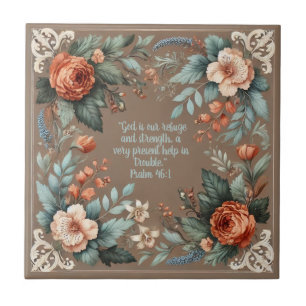 Azulejo Personalizable Verse de la Biblia Floral de Mocha