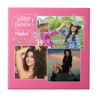 Azulejo Personalizado amigo feliz Collage de fotos de cump