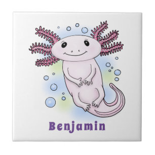 Azulejo Personalizado axolotópico rosa adorable