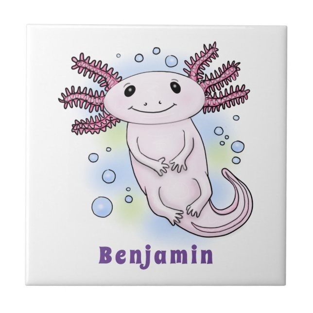 Azulejo Personalizado axolotópico rosa adorable (Frente)