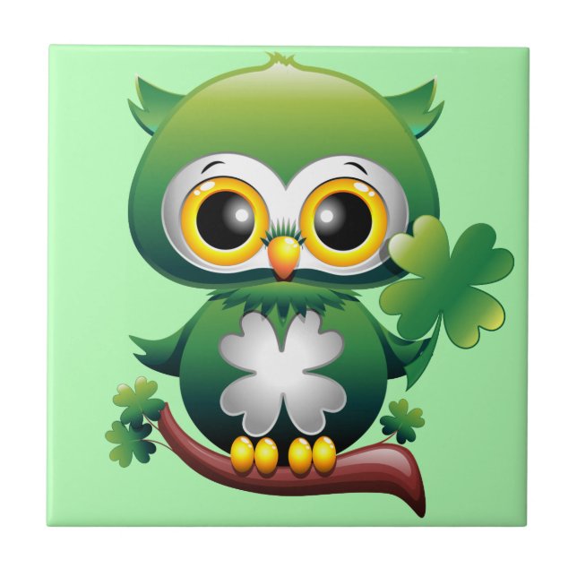 Azulejo Personalizado Baby Owl St Patrick Paddy (Frente)