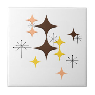 Azulejo Personalizado Brown de los estallidos atómicos mod