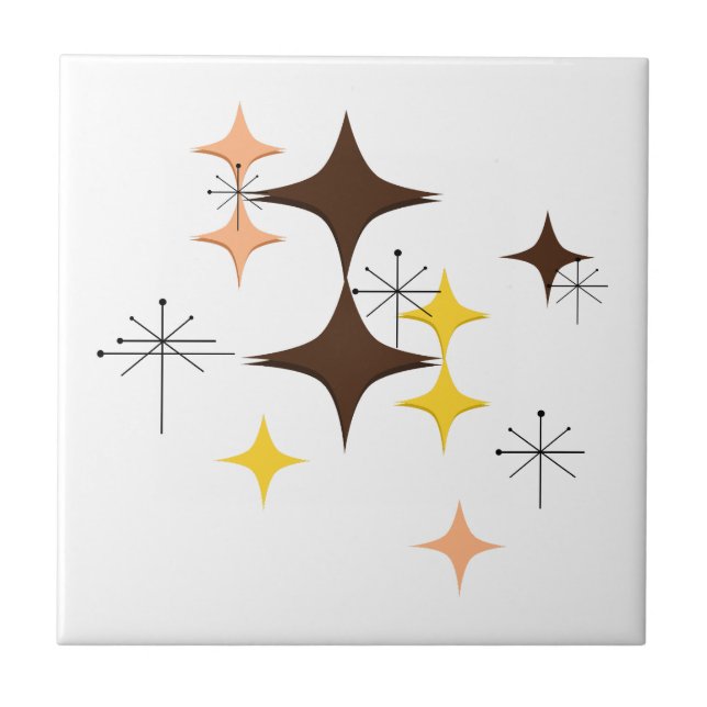 Azulejo Personalizado Brown de los estallidos atómicos mod (Frente)