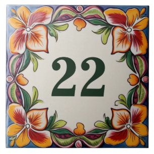 Azulejo Personalizado Casa Número Rótulo Placa Flores Hawá