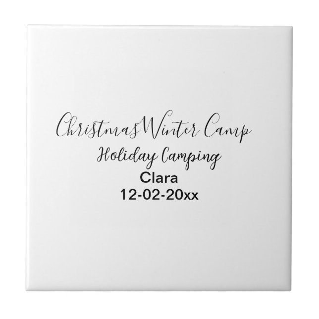 Azulejo Personalizado de acampada de vacaciones de inviern (Frente)