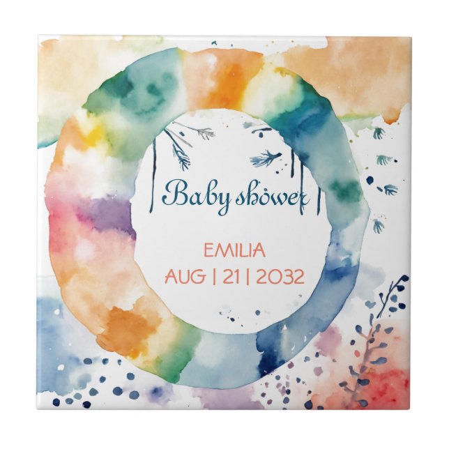 Azulejo Personalizado de Baby Shower de Cute BOHO (Frente)