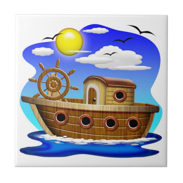 Azulejo Personalizado de barcos pesqueros (Frente)