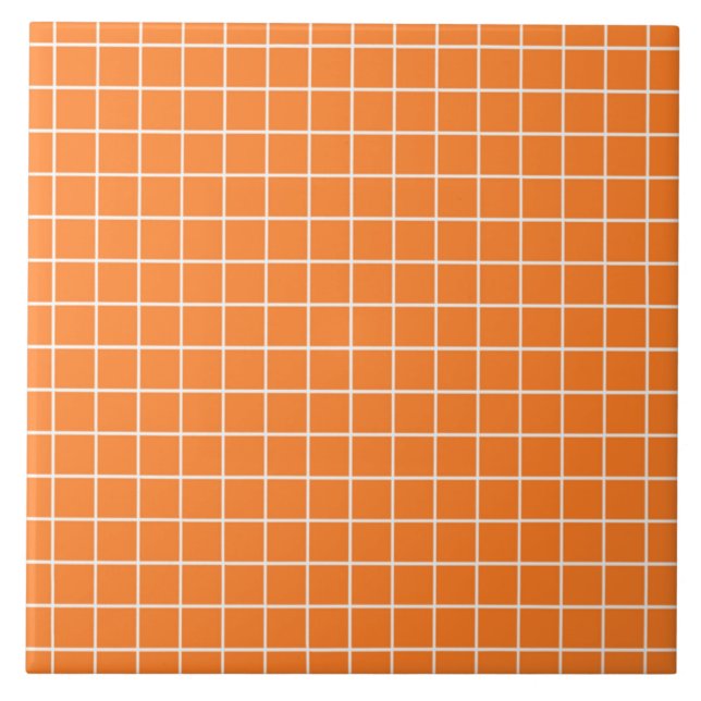 Azulejo personalizado de bloques de mosaico naranja y blan (Frente)