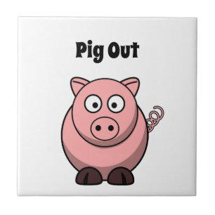 Azulejo Personalizado de cerdo rosado de salida, divertida