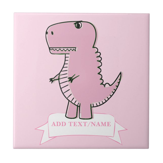 Azulejo Personalizado de dibujo de dinosaurios para bebés  (Frente)