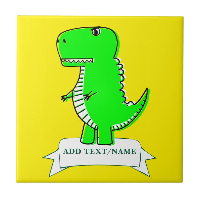 Azulejo Personalizado de dibujo de dinosaurios para bebés (Frente)