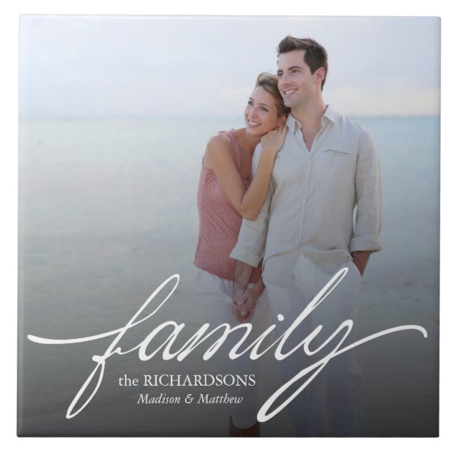 Azulejo Personalizado de familia foto mosaico de cerámica (Frente)