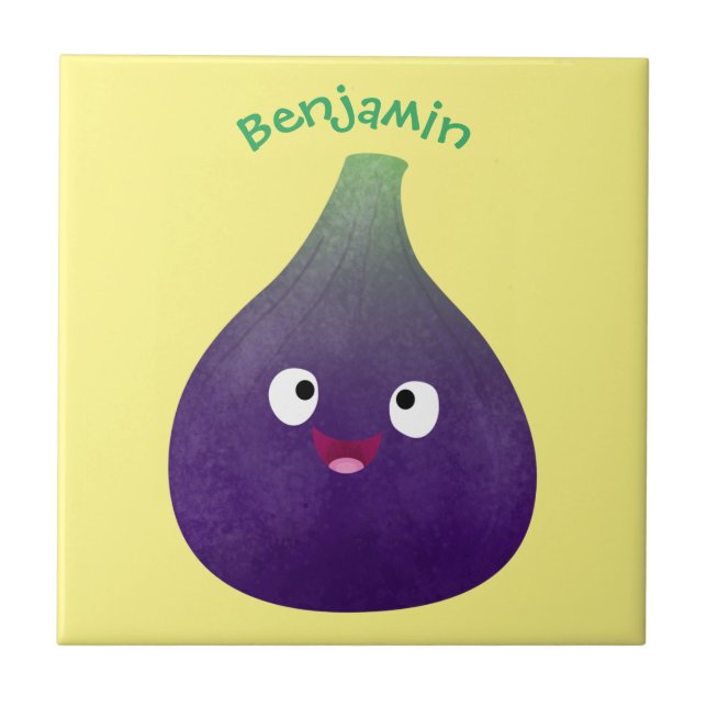 Azulejo Personalizado de fruta púrpura feliz (Frente)