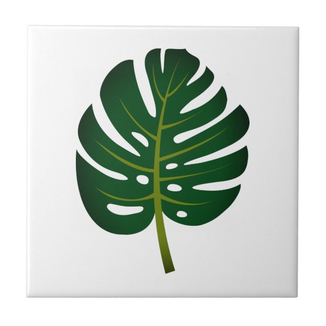 Azulejo Personalizado de hoja de palma verde de Monstera T (Frente)