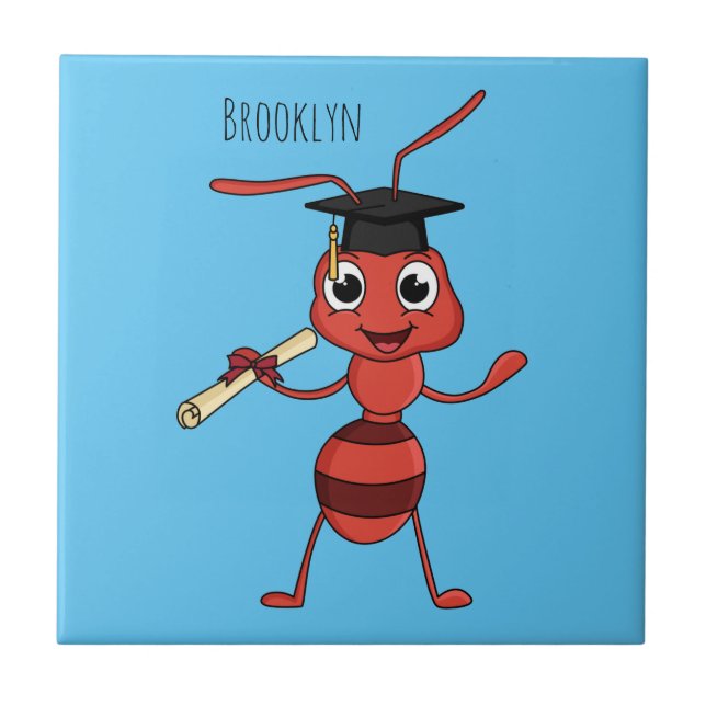 Azulejo Personalizado de hormiga roja feliz (Frente)