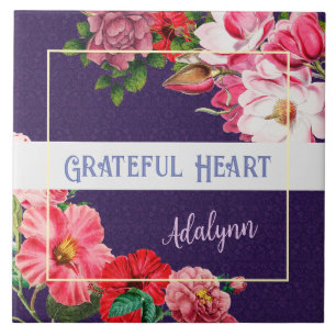 Azulejo Personalizado de jardín retro nombre saludo violet