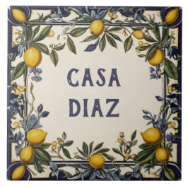 Azulejo Personalizado de limón español Nombre de la casa P