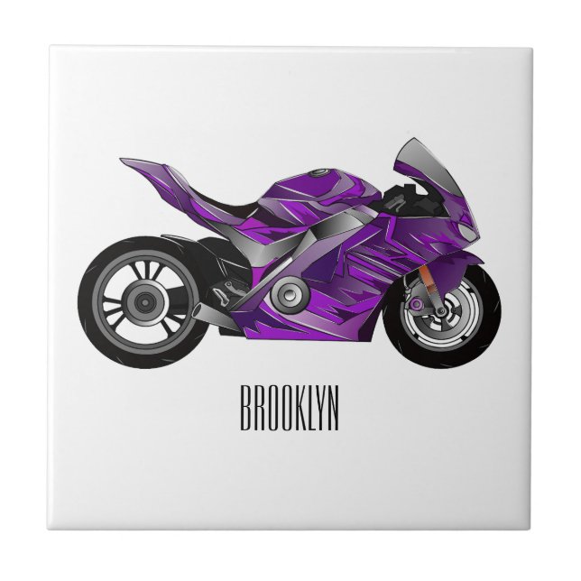 Azulejo Personalizado de motocicleta Purple (Frente)