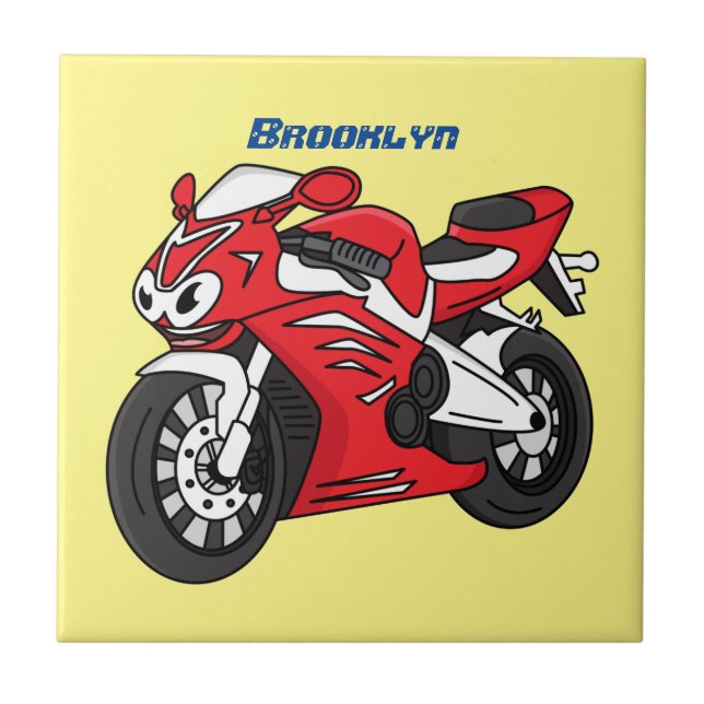Azulejo Personalizado de motocicleta roja (Frente)