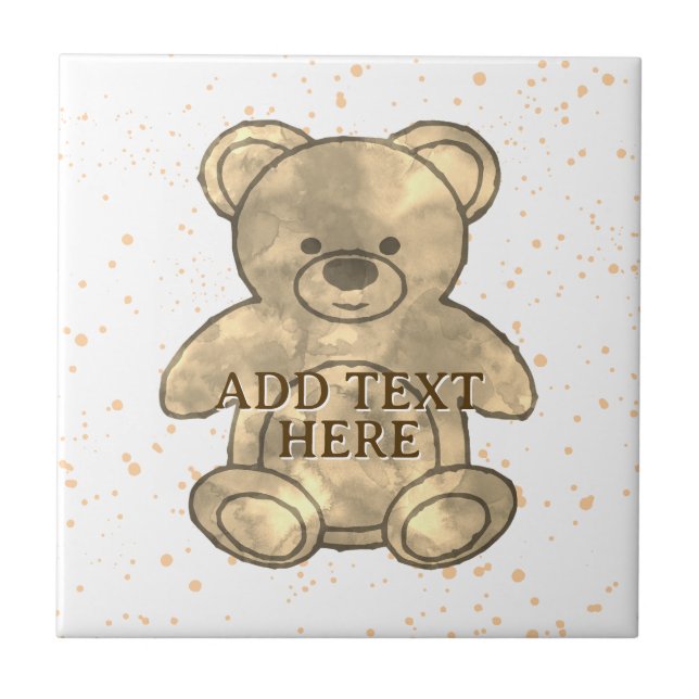 Azulejo Personalizado de Oso de Teddy Cute Texto (Frente)