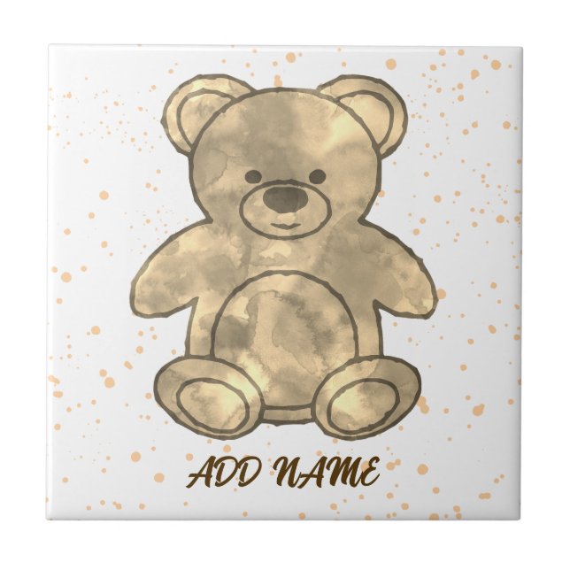 Azulejo Personalizado de Oso de Teddy Cute Texto (Frente)