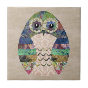 Azulejo Personalizado de pájaro bohemio retro colorido