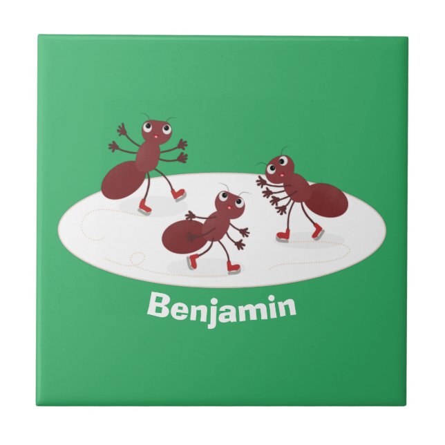 Azulejo Personalizado de patinaje sobre hielo de hormigas  (Frente)