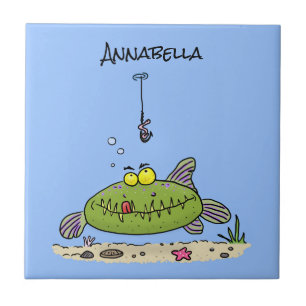 Azulejo Personalizado de pescadores de peces gordos y hamb