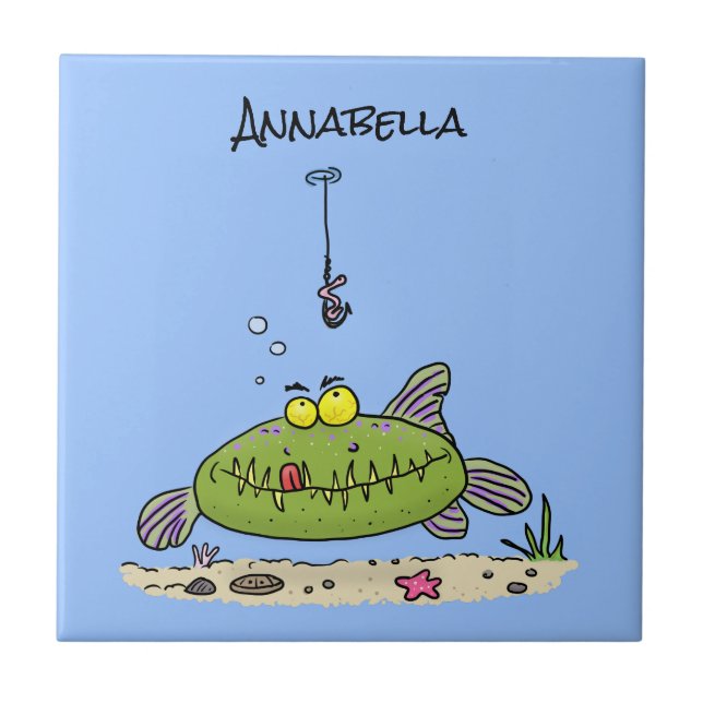 Azulejo Personalizado de pescadores de peces gordos y hamb (Frente)