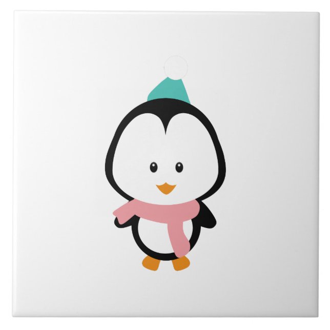 Azulejo Personalizado de pingüino cute (Frente)
