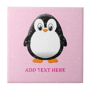 Azulejo Personalizado de pingüino lindo Personalizado rosa