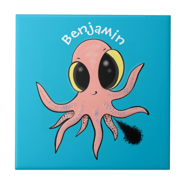 Azulejo Personalizado de pulpo para bebés, dulce y descara (Frente)