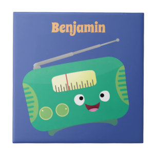 Azulejo Personalizado de radio retro alegre y gracioso