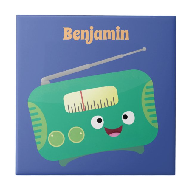 Azulejo Personalizado de radio retro alegre y gracioso (Frente)