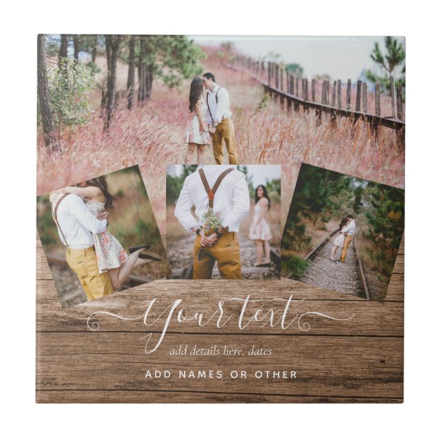 Azulejo Personalizado de regalo de COLLAGE DE FOTOS ruso ú (Frente)