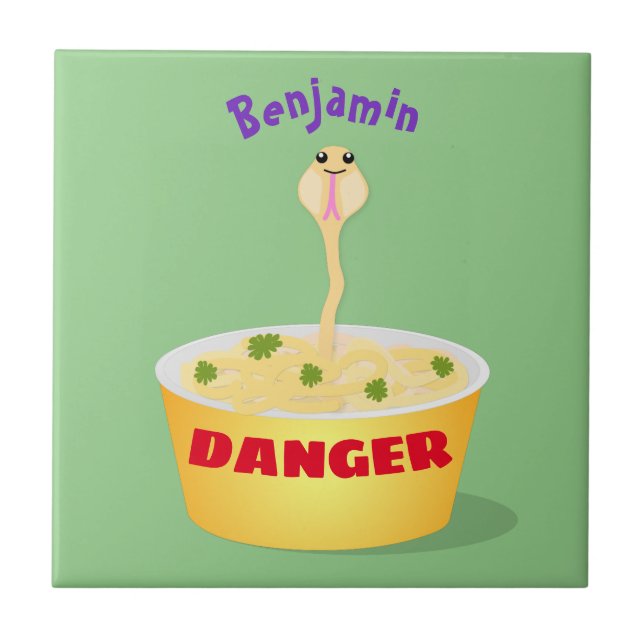 Azulejo Personalizado de serpientes de fideos de pelo hues (Frente)